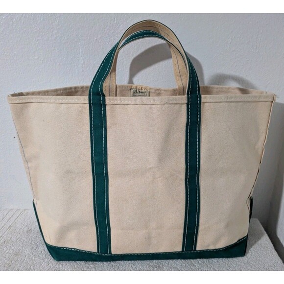 Vintage 80's LL Bean Boat and Tote Green Made In USA w/ Blue Tag Rare - Picture 1 of 16